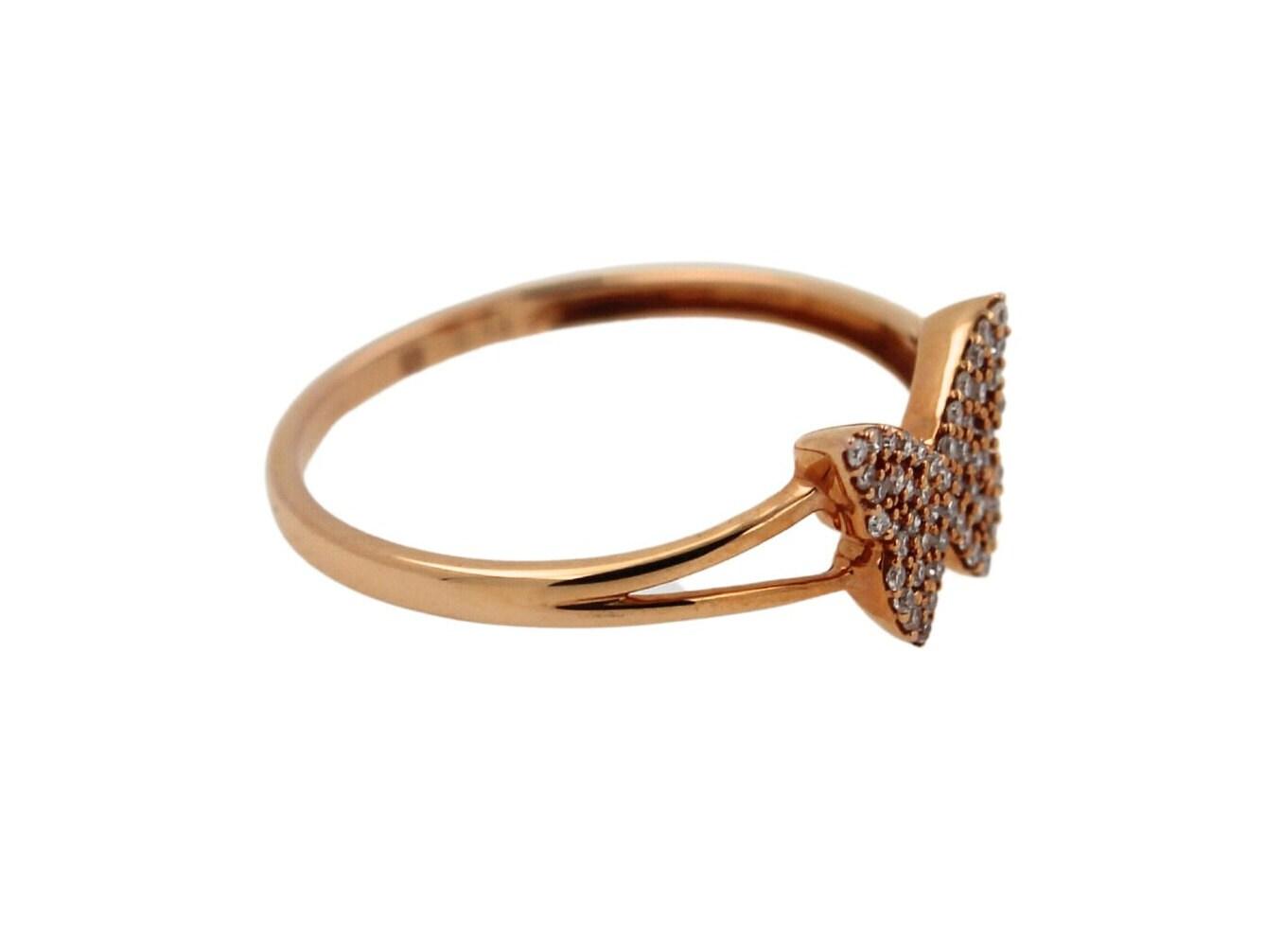 butterfly brilliant cut fauna halo set pave set white diamonds 18 karat rose gol