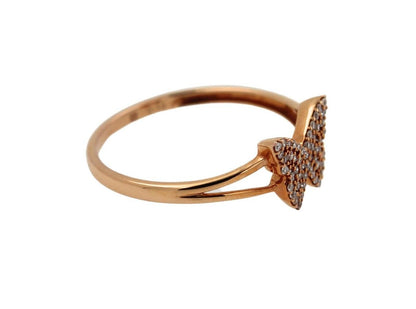 Butterfly Brilliant Cut Fauna Halo Set Pave Set White Diamonds 18 Karat Rose Gol