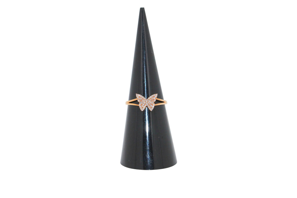 Butterfly Brilliant Cut Fauna Halo жиынтығы Ақ гауһар тастармен безендірілген 18 караттық раушан гүлі