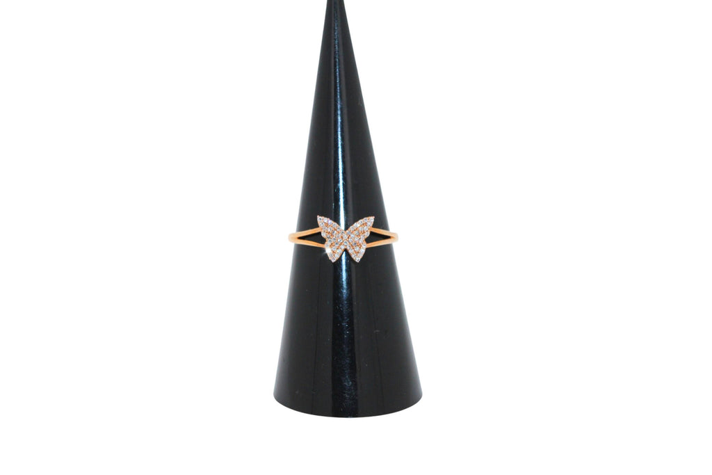 Butterfly Brilliant Cut Fauna Halo жиынтығы Ақ гауһар тастармен безендірілген 18 караттық раушан гүлі