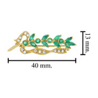 Emerald & Diamond Vintage Inspired Style Leaves Yellow Gold Pin Brooch