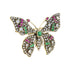 Multi Gemstones Vintage Style Butterfly 14K Yellow Gold Pin Brooch