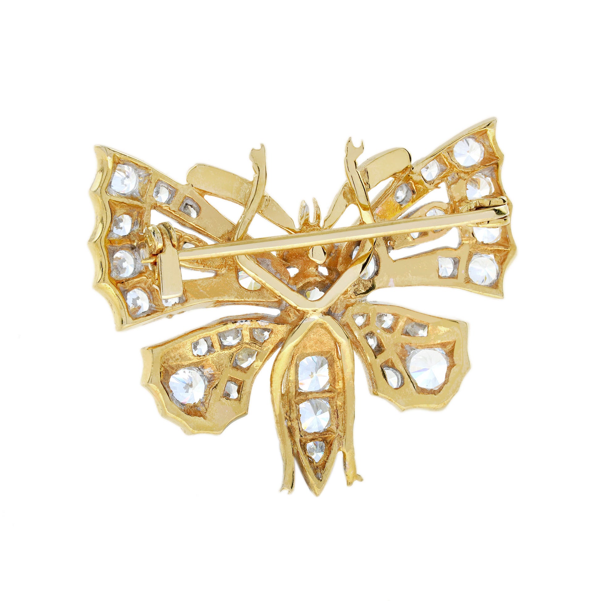Butterfly Shape Diamonds 18K White Yellow Gold Pin Brooch