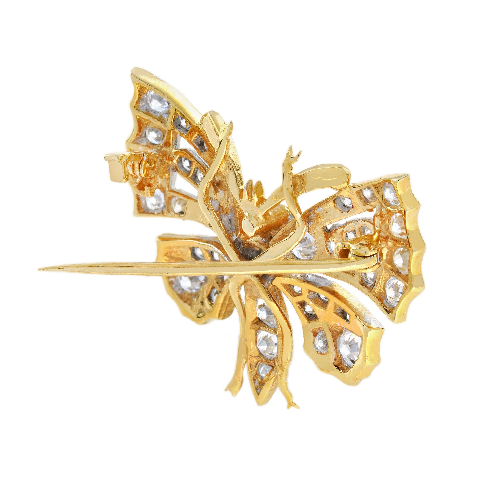 Butterfly Shape Diamonds 18K White Yellow Gold Pin Brooch
