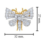 Butterfly Shape Diamonds 18K White Yellow Gold Pin Brooch