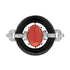 Red Maroon Coral Black Onyx Diamond Art Deco Style 14K White Gold Brooch Pin