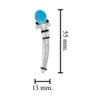 Teal Blue Turquoise Diamond Onyx Art Deco Style 14K White Gold Pin Brooch