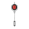 6.85 ctw Art Deco Style Coral, Diamond & Onyx 14K White Gold Arrow Brooch