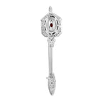 6.85 ctw Art Deco Style Coral, Diamond & Onyx 14K White Gold Arrow Brooch