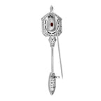 6.85 ctw Art Deco Style Coral, Diamond & Onyx 14K White Gold Arrow Brooch