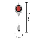 Coral Onyx Diamond Art Deco Style Arrow 14K White Gold Pin Brooch