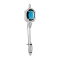 Teal Blue Turquoise Diamond Onyx Art Deco Inspired Style White Gold Brooch Pin