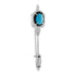 Teal Blue Turquoise Diamond Onyx Art Deco Inspired Style White Gold Brooch Pin