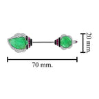 Carved Emerald & Ruby Diamond Vintage Inspired Art Deco Style Gold Pin Brooch