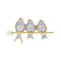 1.44 Ctw Edwardian Style Diamond & Pearl 14K Two Tone Gold Bird Brooch