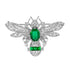 Oval Cut Green Emerald & Diamond Vintage Inspired Antique Style Bee Pin Brooch
