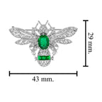 Oval Cut Green Emerald & Diamond Vintage Inspired Antique Style Bee Pin Brooch