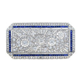 Blue Sapphire & Diamond Art Deco Style 14K White Gold Unique Pin Brooch