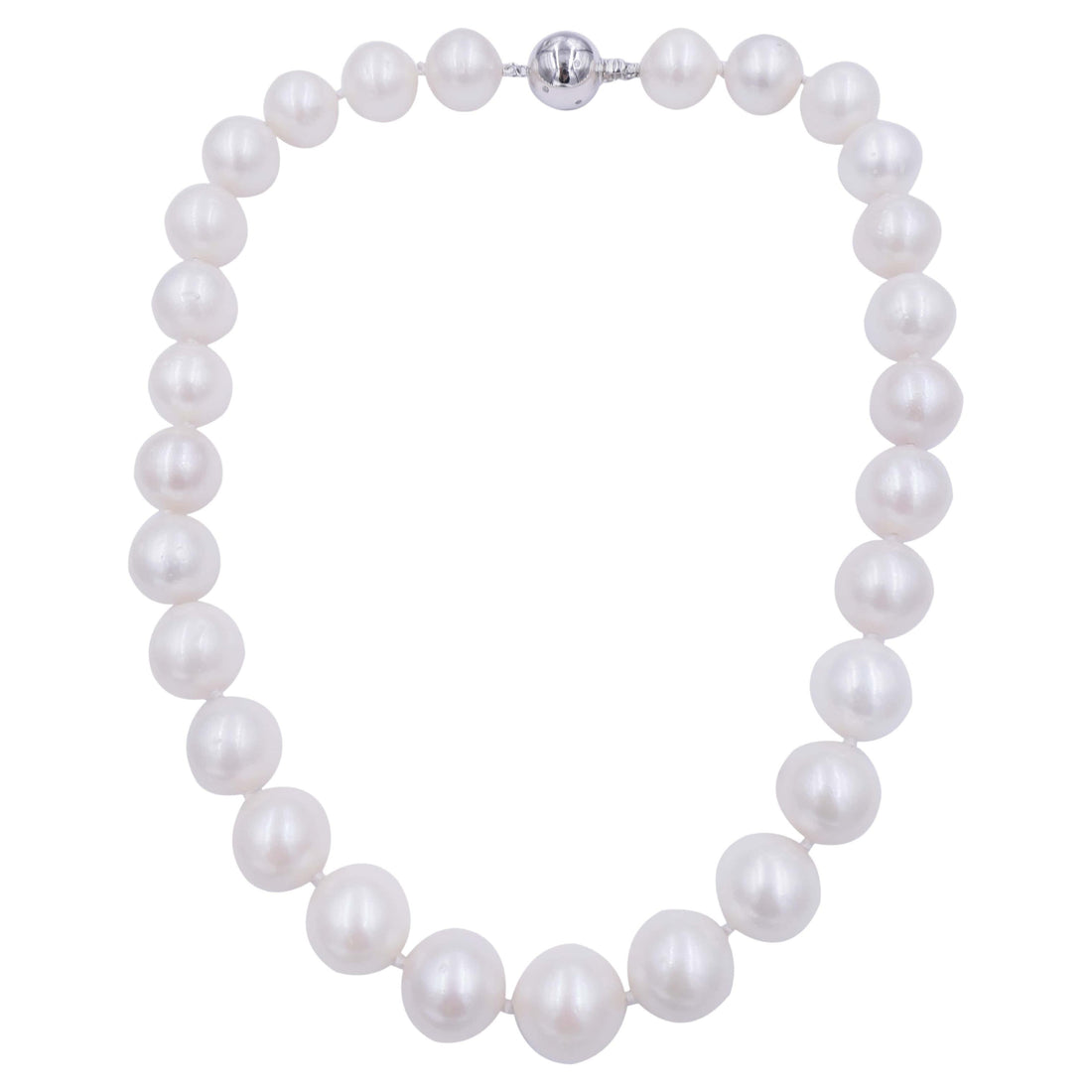 Classic Round South Sea White Pearl Short Bead 18K White Gold Diamond Necklace