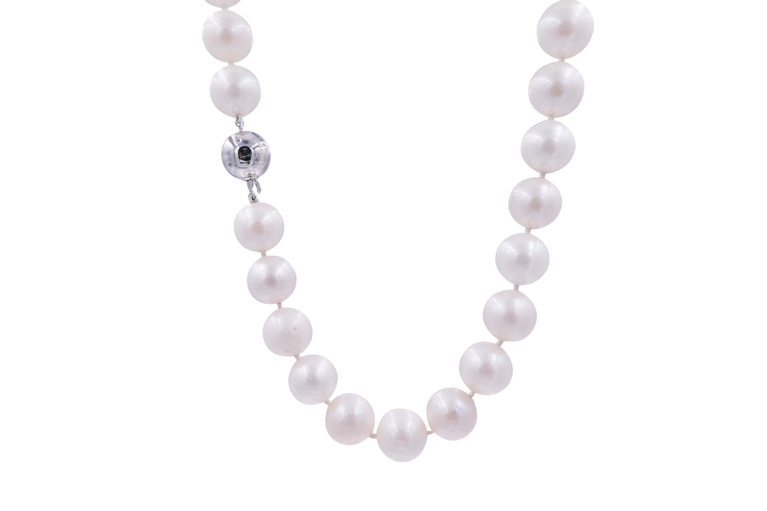 Classic Round South Sea White Pearl Short Bead 18K White Gold Diamond Necklace
