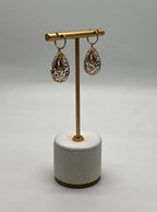 Diamond Nature Inspired Branch Scroll Motif Pave Set 14K Yellow Gold Earrings