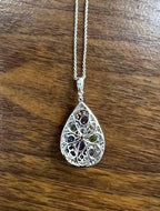 Purple Amethyst Blue Sapphire Green Tsavorite Diamonds Gold Pendant Necklace