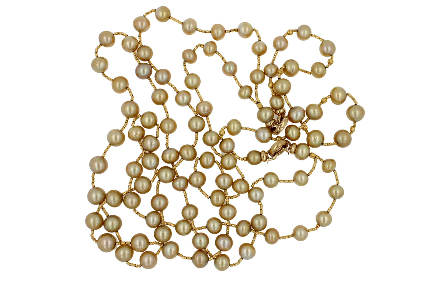 Golden Yellow AAA South Sea Pearls 18K Yellow Gold Long Necklace