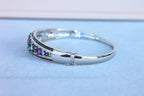 Diamonds Multi Fancy Shape Multi Color Gemstones 14K White Gold Bangle Bracelet