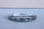 Diamonds Multi Fancy Shape Multi Color Gemstones 14K White Gold Bangle Bracelet