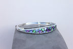Diamonds Multi Fancy Shape Multi Color Gemstones 14K White Gold Bangle Bracelet