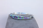 Diamonds Multi Fancy Shape Multi Color Gemstones 14K White Gold Bangle Bracelet