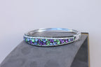 Diamonds Multi Fancy Shape Multi Color Gemstones 14K White Gold Bangle Bracelet