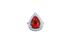 Mandarin Garnet Spessartine Pear Drop Shape Diamond Halo Pave White Gold Ring