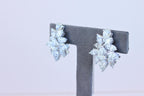 Fancy Shape Brilliant Cut Pear Marquise Diamond Cluster 18K White Gold Earrings