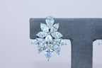 Fancy Shape Brilliant Cut Pear Marquise Diamond Cluster 18K White Gold Earrings