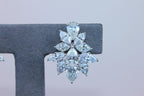 Fancy Shape Brilliant Cut Pear Marquise Diamond Cluster 18K White Gold Earrings