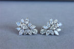 Fancy Shape Brilliant Cut Pear Marquise Diamond Cluster 18K White Gold Earrings