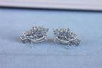 Fancy Shape Brilliant Cut Pear Marquise Diamond Cluster 18K White Gold Earrings