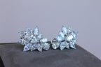 Fancy Shape Brilliant Cut Pear Marquise Diamond Cluster 18K White Gold Earrings