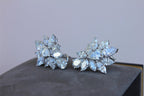 Fancy Shape Brilliant Cut Pear Marquise Diamond Cluster 18K White Gold Earrings