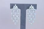 Fancy Shape Pear Round Brilliant Cut Chandelier 18K White Gold Drop Earrings