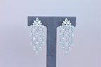 Fancy Shape Pear Round Brilliant Cut Chandelier 18K White Gold Drop Earrings