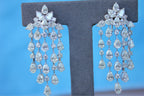 Fancy Shape Pear Round Brilliant Cut Chandelier 18K White Gold Drop Earrings