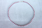Ruby Diamond Bezel Set Tennis Line 14K White Gold Classic Set Unique Necklace