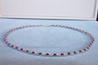 Ruby Diamond Bezel Set Tennis Line 14K White Gold Classic Set Unique Necklace