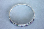 Diamonds Multi Fancy Shape Multi Color Gemstones 14K White Gold Bangle Bracelet