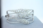 Fancy Shape Rose Cut Diamond Unique Statement Lux 18K White Gold Bangle Bracelet