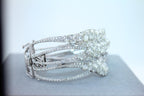 Fancy Shape Rose Cut Diamond Unique Statement Lux 18K White Gold Bangle Bracelet