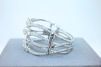 Fancy Shape Rose Cut Diamond Unique Statement Lux 18K White Gold Bangle Bracelet