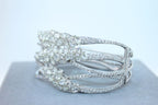 Fancy Shape Rose Cut Diamond Unique Statement Lux 18K White Gold Bangle Bracelet